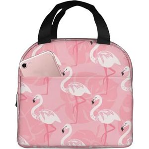 SUHNGE Zomer Flamingo Palmbladeren Print Geïsoleerde Lunch Bag: Lichtgewicht Houdt Voedsel Urenlang warm/koud voor werk, reizen
