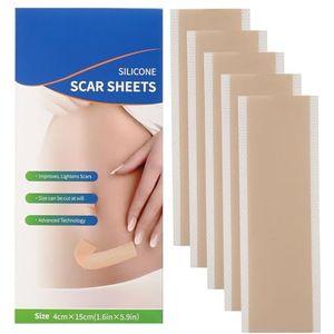 Siliconen littekenbladen 15 x 4 cm medische kwaliteit siliconen littekentape voor chirurgische littekens professionele littekenverwijderingsstrips voor C-sectie, buikplooi, keloid 5 stuks