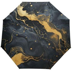 KAAVIYO Zwart Marmer Abstracte Gouden Automatische Paraplu Winddicht Opvouwbare Paraplu Auto Open Sluiten voor Meisjes Jongens, Patroon, M