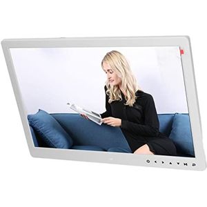 Elektronisch Fotoalbum, Wit HD 1080P 15,4 Inch Digitale Fotolijst Kunststof Multifunctionele Dubbele Modusbediening met Aanraakknoppen voor Woonkamer (EU-stekker)