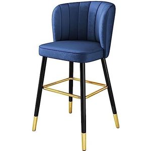 Barkrukken Moderne Gestoffeerde Barkrukken, Barkrukken Met Rugleuning Barstoelen Fluwelen Barkrukken Voor Aanrecht Barkrukken Set Van 2 (Color : Blue, Size : 75cm Sitting Height)