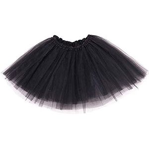 Ruiuzioong Teen tutu, rok voor volwassenen, voor dames, klassiek, elastisch, 4 lagen tule, rok voor verkleedpartijen, ballet, dansen (zwart)