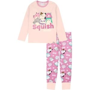 Squishmallows Meisjespyjama | Lange pyjama voor meisjes, pyjamaset | Squish Squad pluche pyjama's | Leeftijd 6 tot 13 jaar oud, roze, 7-8 jaar