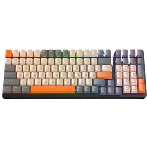 QPSJXN Bluetooth Tri-Mode Draadloos mechanisch toetsenbord met RGB HOT Swappbaar, volledig ergonomisch metalen design, compatibel met verschillende apparaten (DIM Light)