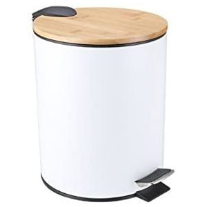 WSXDG 3/5L Houten Flip Step Prullenbak Vuilnis Vuilnisbak Afvalcontainer Organizer for Badkamer Keuken Kantoor(White,3l)