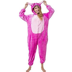 Stitch kostuum engel roze S (145-155 cm), jumpsuit, onesie, carnavalskostuum, verkleedkleding voor carnaval, pyjama, huispak, joggingpak, cosplay, dierenkostuum voor volwassenen, Lilo & Stitch Angel