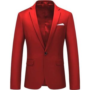 Leader of the Beauty Heren pak blazer slim fit jas prom smoking jas getande revers bruiloft prom smoking, Rood, XS
