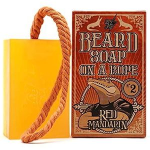 HEY JOE! - Beard Soap on Rope Nr. 2 Red Mandarijn | Baardzeep met mandarijngeur - Zeepdispenser 150 ml