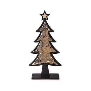 Tarrington House Kerstboom, hout, 47 cm, met pailletten, zwart/goud