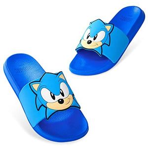 Sonic The Hedgehog Sandalen Jongens Open Teen Slides Douche Slippers Strand Zwembad Terug Tuin Vakantie Essentials Gamer Geschenken, Blauw, 10.5 Big Kid