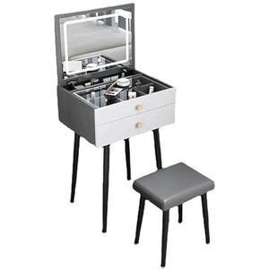 Vanity Table 2-in-1 Make-up Vanity Set Met Flip Spiegel En Gewatteerde Kruk Vanity Bureau Bureau Scandinavische Kaptafel