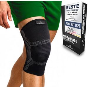 BLACKROX Kniebrace [vergelijkingswinnaar 2024] Gr. S-XL | Voor dames & heren | stabilisatie voor de knie & meniscus | Perfect voor sport, krachtsport & bodybuilding | knieband V1 | zwart maat M