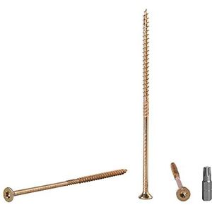 Houten schroeven, torx-schroeven, staal, verzinkt, geel, Torx, Type 17, verzonken kop, spaanplaatschroeven voor hout, 6,0 x 140 mm, 50 stuks