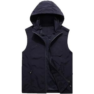 Pegsmio Outdoor Vest Voor Mannen Grote Zak Hooded Jas Streetwear Vest, Zwart, 5XL