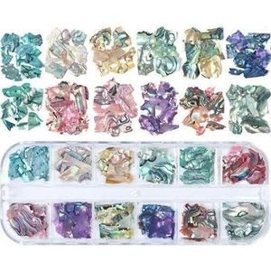 12Grids 3D Nagels Abalone Schelp Fragmenten Textuur Natuurlijke Zee Charme Nail Art Decoratie Slice DIY-BY