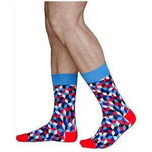 VITSOCKS Grappige Sokken Uniseks, Coole Geometrische Patronen, Zacht Gekamd Katoen, ruit: blauw rood wit, 39-42
