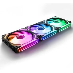 AsiaHorse COSMIQ 120mm ARGB PC Ventilator, Daisy Chain PWM computerkastventilator, Infinity Mirror PC Ventilator, 5V3PIN Moederbord/kleine controller, 2000RPM, 3Pack, Zwart