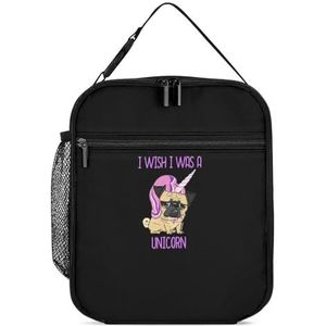 Eenhoorn Pugdog Draagbare Lunch Tas Geïsoleerde Lunchbox Reizen Tote Tas Afneembare Lunchbox Voor Vrouwen Mannen