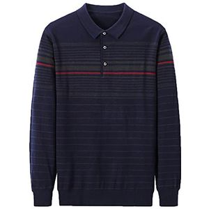 Wintertrui, Gestreepte truien heren herfst winter omslagkraag trui kleding pullover(Green,XL)