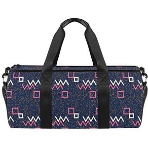 Kleurrijke stippen patroon reizen duffle tas sport bagage met rugzak draagtas gymtas voor mannen en vrouwen, Abstract vierkant geometrisch patroon, 45 x 23 x 23 cm / 17.7 x 9 x 9 inch