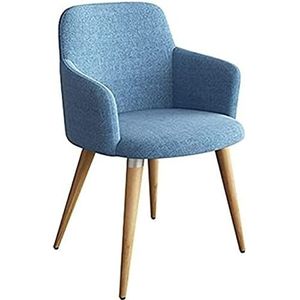 GEIRONV Moderne keuken eetkamerstoelen, met houtachtige metalen poten, woonkamer fauteuil, stoffen gestoffeerde stoel, lounge stoelen Eetstoelen (Color : Blue, Size : 55x53x78cm)