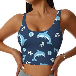 Dolfijn ballen print comfortabel vrouwen sport vest yoga workout vest voor vrouwen lichtgewicht zomer, Zwart, S