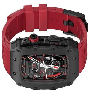 INSTR Modificatie Kit metal Case Band voor Apple Watch9 8 7 45mm Luxe roestvrijstalen cover rubberen band voor IWatch Series 6 5 4 SE 44mm (Color : B-Red, Size : 45mm)