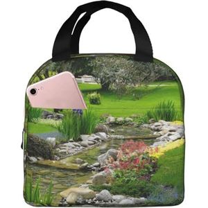 OdDdot Yqxwjl Lentegroen gras print lunchbox lunchtas voor vrouwen volwassen mannen lekvrije leuke lunchtas voor werk picknick reizen