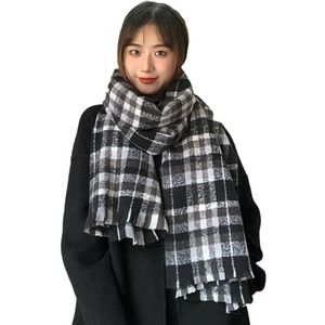 yeeplant Geruite wintersjaal klassieke decoratieve sjaal mode lange dikke deken warme vrouwen meisjes voor sjaal, Zwart & Wit5, Eén Maat