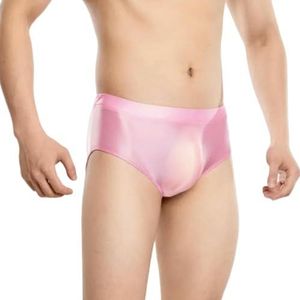 Men'S Underwear Satin Shiny Men'S Underwear Shaper U-Shaped Convex Bag Briefs Elastic Seamless Underwear-Pink-2Pc-M
