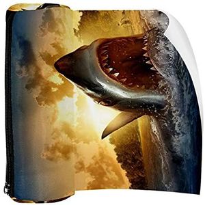 Potlood Case Pen Tas Houder met Rits Coin Organizer Tassen Make-up Cosmetische Pouch voor Vrouwen Tiener Meisjes Jongens Kinderen, Blauwe Diepe Zee Haai