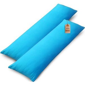 NatureMark 2-pack jersey kussensloop kussenslopen zijslaper hoofdkussen nekkussen vele maten en kleuren OEKO-TEX (40 x 145 cm (zijslaper/zoogkussensloop), turquoise)