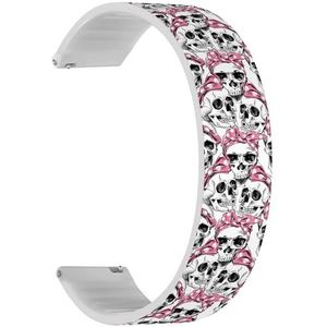 RYANUKA Solo Loop band compatibel met Ticwatch Pro 3 Ultra GPS/Pro 3 GPS/Pro 4G LTE / E2 / S2 (schedel roze) Quick-Release 22 mm rekbare siliconen band band accessoire, Siliconen, Geen edelsteen