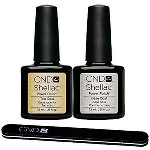 CND Shellac Gel Polish Top & Base Coat 7.3ml + gratis CND gewatteerde nagelvijl