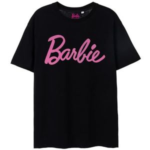 Barbie Women's Pink Classic Logo T-shirt met korte mouw in zwart | Iconisch Barbie-merk | Modieuze Design Top voor Dames | Comfortabele pasvorm Stijlvol Retro Tee | Barbie Movie Merchandise Cadeau - X-Large