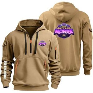 AHYAOFA Heren Hoodies Pullover voor The H.or.d.e Casual Lange Mouw Hoody 1/4 Zip Sweatshirts Hooded Jas Tops Outdoor Hoodie, Khaki-2, 18-20