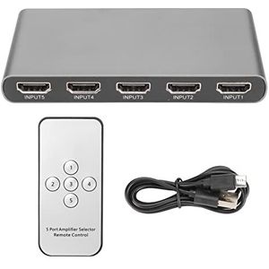4K 60Hz HDMI Switch, HDMI Switch 5 in 1 Out, 5 Port HDMI Switcher Selector, Ondersteuning voor DTS, voor Dolby TureHD, voor LPCM7.1, voor Dolby AC3, voor DSD-formaat, Enz