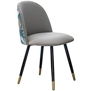 GEIRONV 1 stks lederen eetkamerstoel, modern design for woonkamer slaapkamer Keukenstoel met rugleuning make-up stoel Eetstoelen (Color : Gris)
