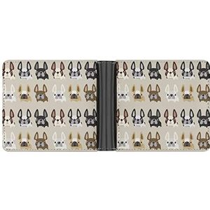 Franse Bulldog lederen portemonnee voor heren, minimalistische blokkerende tweevoudige portefeuilles, slanke portemonnee met 6 creditcards