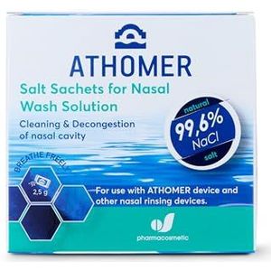 Athomer neusspoelzout - 50 zakjes x 2,5 g zeewaterzout - reinigt en ontdooit de neusholte - zacht en hydraterend voor volwassenen en kinderen