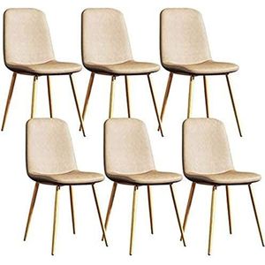 GEIRONV Moderne eetkamerstoelen set van 6, for woonkamer slaapkamer kantoor lounge stoelen met metalen poten PU lederen rugleuningen barkruk Eetstoelen (Color : Camel, Size : 43x55x82cm)