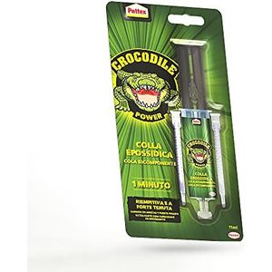 Pattex Crocodile Power 2-componenten epoxylijm, 1 min, krachtige transparante epoxyhars met instant-mengspuit, 2-componentenlijm, snel ook voor oneffen oppervlakken, 1 x 11 ml