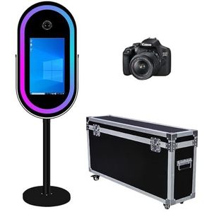 DSLR spiegel fotocabine, draagbare magische spiegel fotocabine voor camera, spiegel fotocabine touchscreen, 21,5 inch fotospiegelcabine voor feesten bruiloft verhuur (zwarte machine + camera)