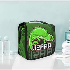 Groene boze hagedis opknoping opvouwbare toilettas make-up reisorganisator tassen tas voor vrouwen meisjes badkamer