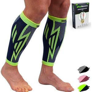 2 Kuitbandage voor Damen & Heren - Sport Compressie Kuit Sleeves voor Vermoeide Onderbenen, Achillespees, Blessures & Krampen - Compressie Sokken voor Hardlopen - Ademend & Anti-slip (Groen, XL)