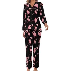 De schattige mooie roze flamingo dames pyjama set bedrukte pyjama set nachtkleding pyjama loungewear sets M