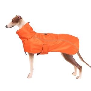 Hondenregenjas hondenregenjas met reflecterende strip, verstelbare waterdichte kleding voor huisdieren met verstelbare banden, geschikt voor windhonden en Whippets, M oranje
