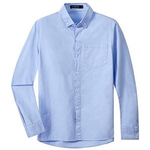 Spring&Gege Jongens effen kleur button-down kraag casual katoenen schooluniform voor kinderen, Hemelsblauw, 7-8 Jaren