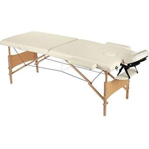 Melko Mobiele massagestoel hout massagetafel massagebank inklapbaar in hoogte verstelbaar 3 zones therapieligstoel beige