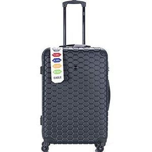 Luggage Hard Shell Case ABS Reizen Koffer 4 Wiel Spinner Trolley Bagage Tas Combinatie Lock 4 Hoek Swivel Wielen, Zwart, 26 Inch 73 x 47 x 25 cm, 72L, 3.7 KG